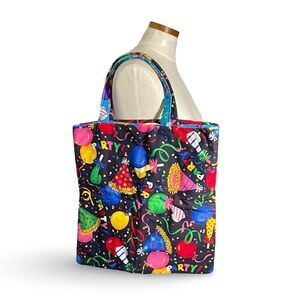 Large Multicolored Handmade Party Themed Tote Bag Reversible